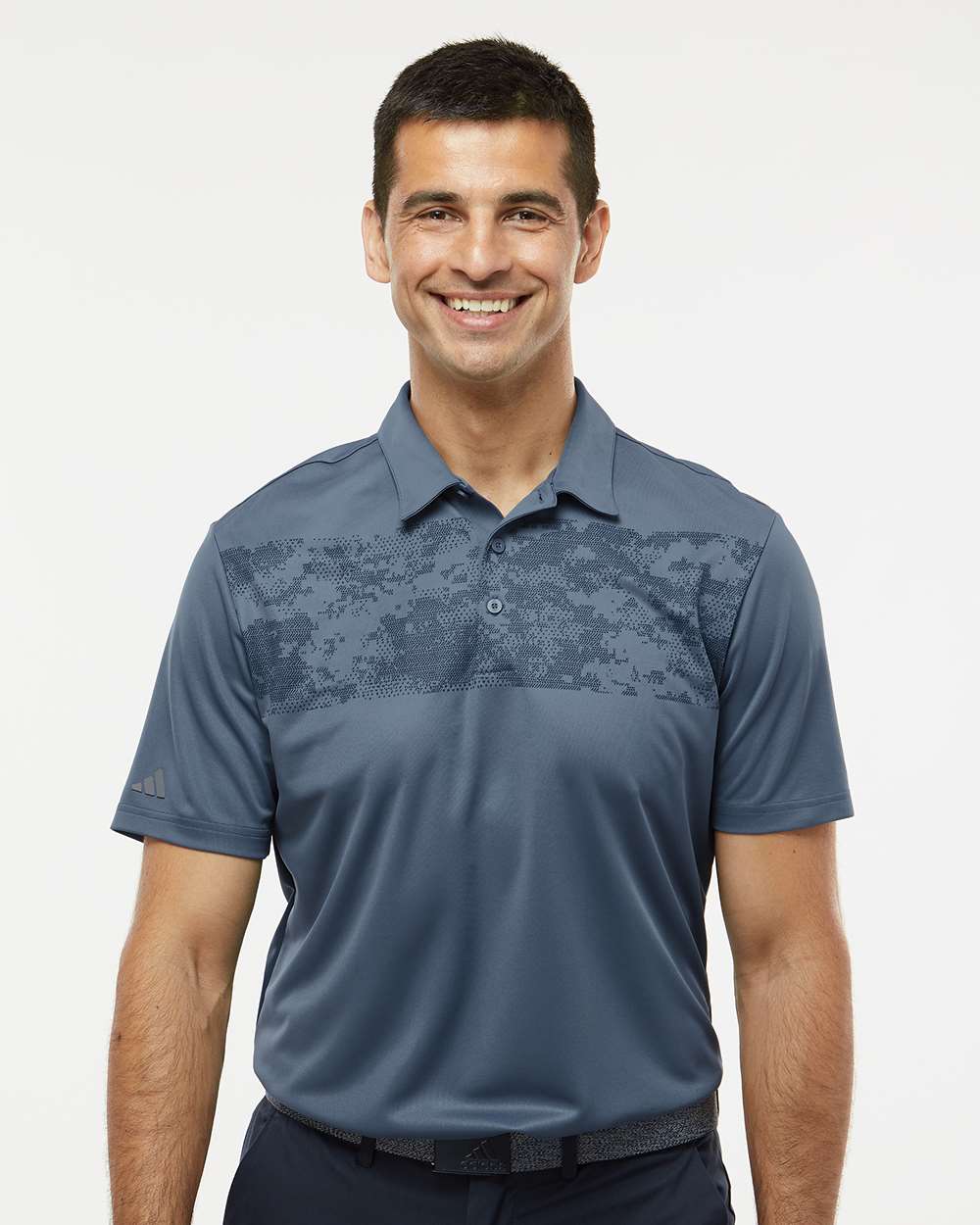 adidas Men's Camo Chest Print Polo in Tech Ink, style A585