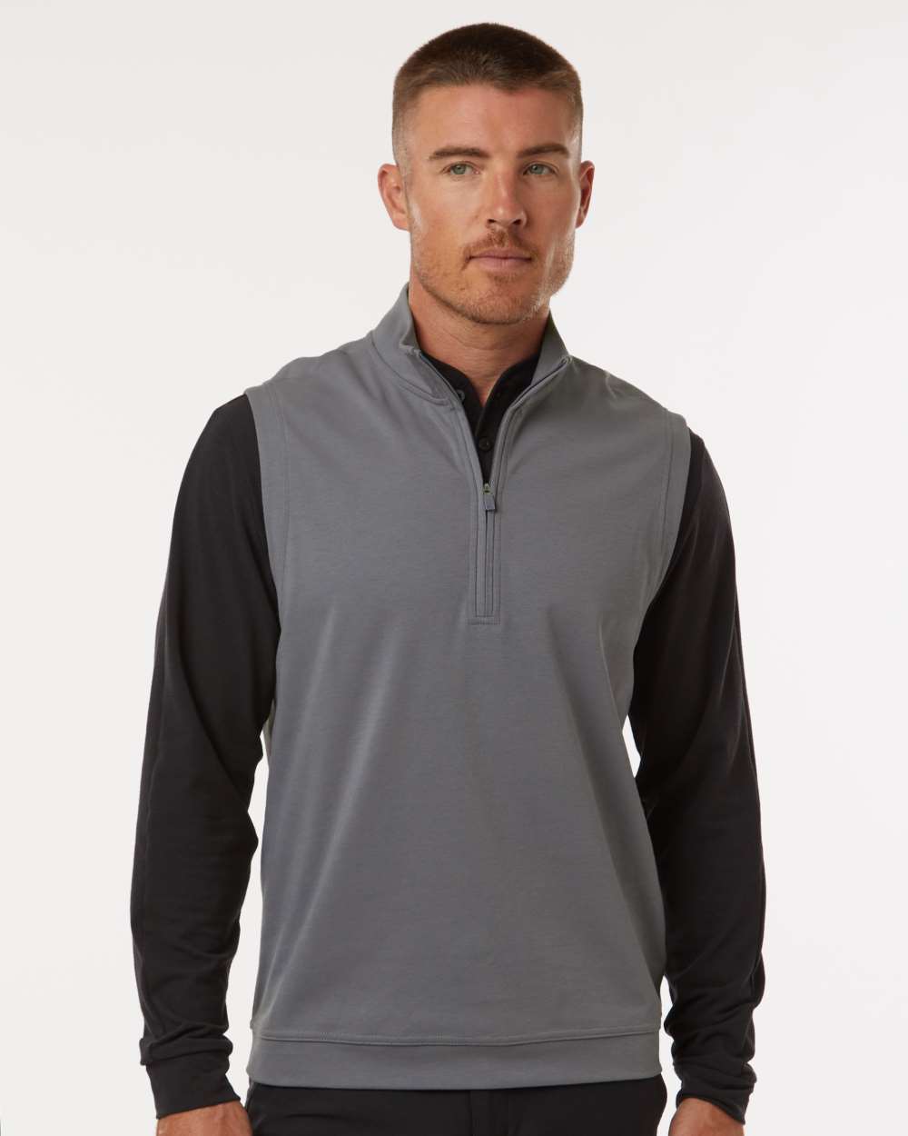 adidas Men's Club Quarter-Zip Vest in Grey Three, style A599