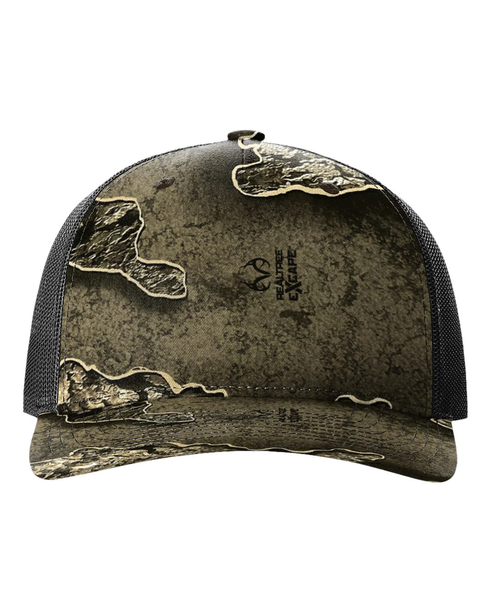Richardson 112PFP Printed Five-Panel Camo Trucker Cap in Realtree Escape/Black