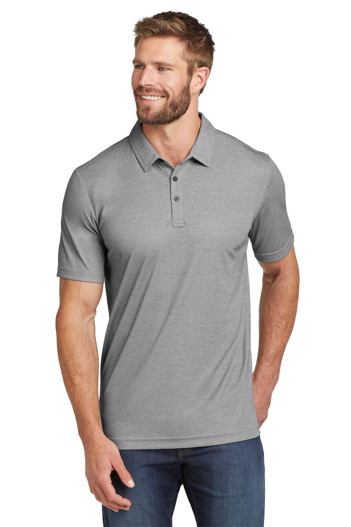 TravisMathew Oceanside Heather Polo in Quiet Shade Grey Heather, style TM1MU412