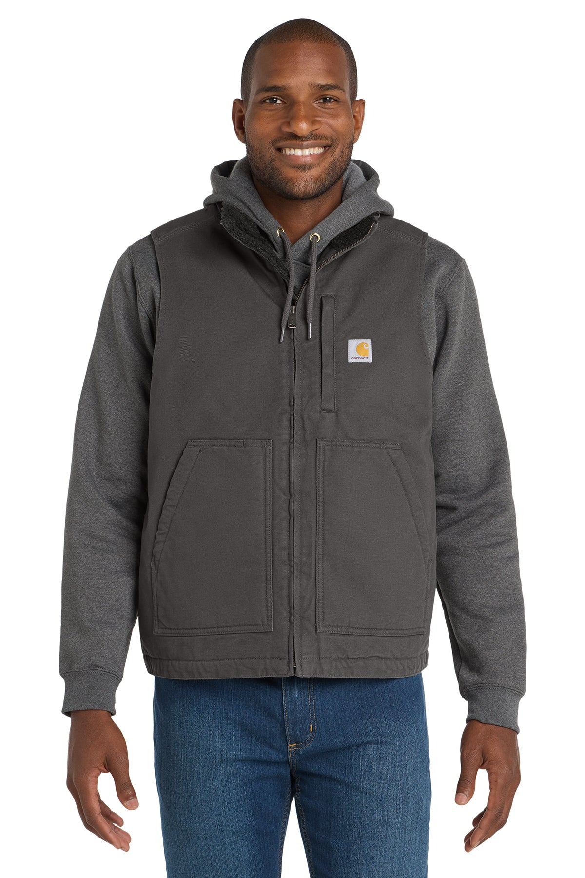 Carhartt® Sherpa-Lined Mock Neck Vest in Gravel, style CT104277