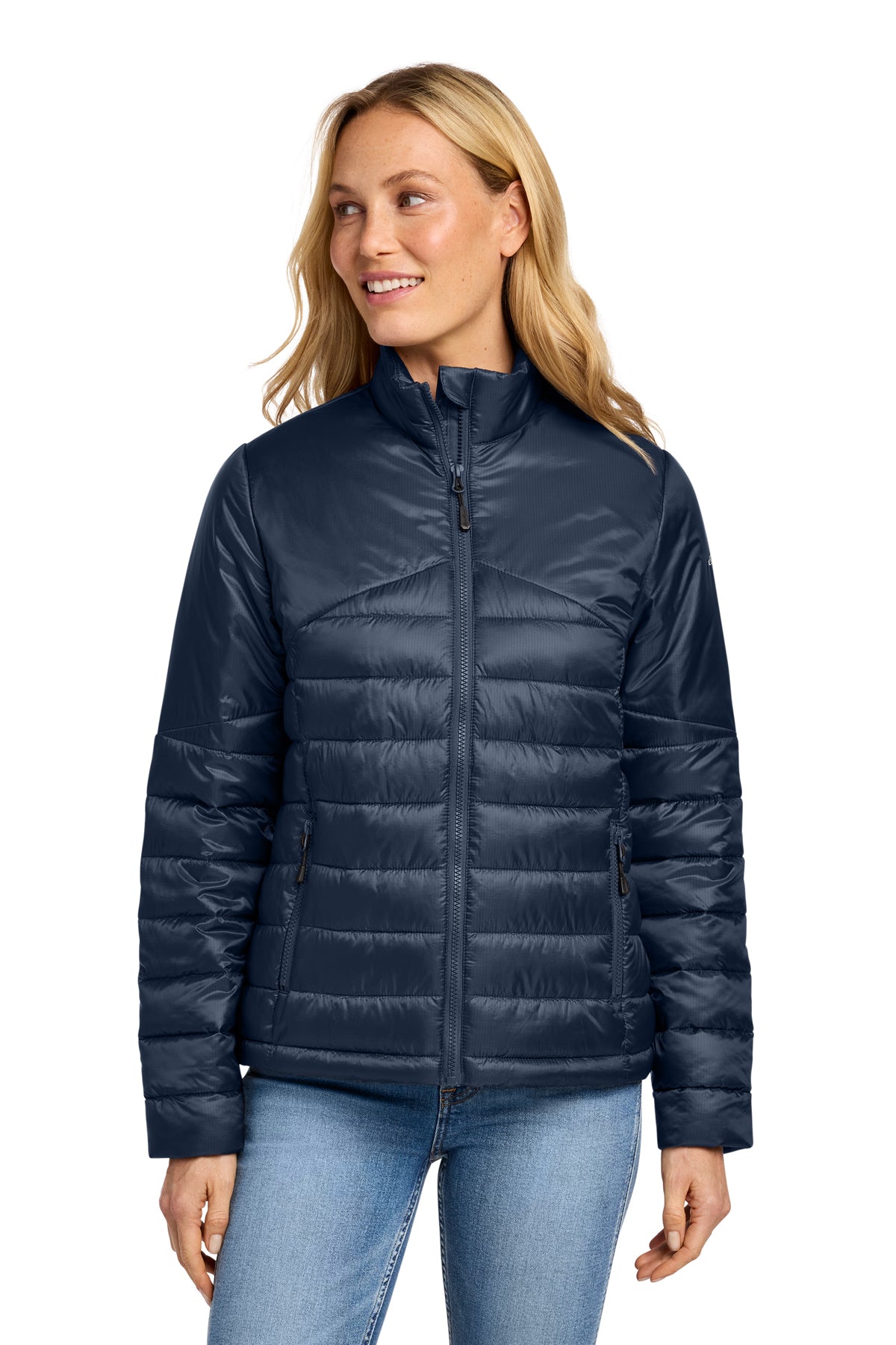 Eddie Bauer Women's Quilted Jacket in River Blue Navy, style EB511