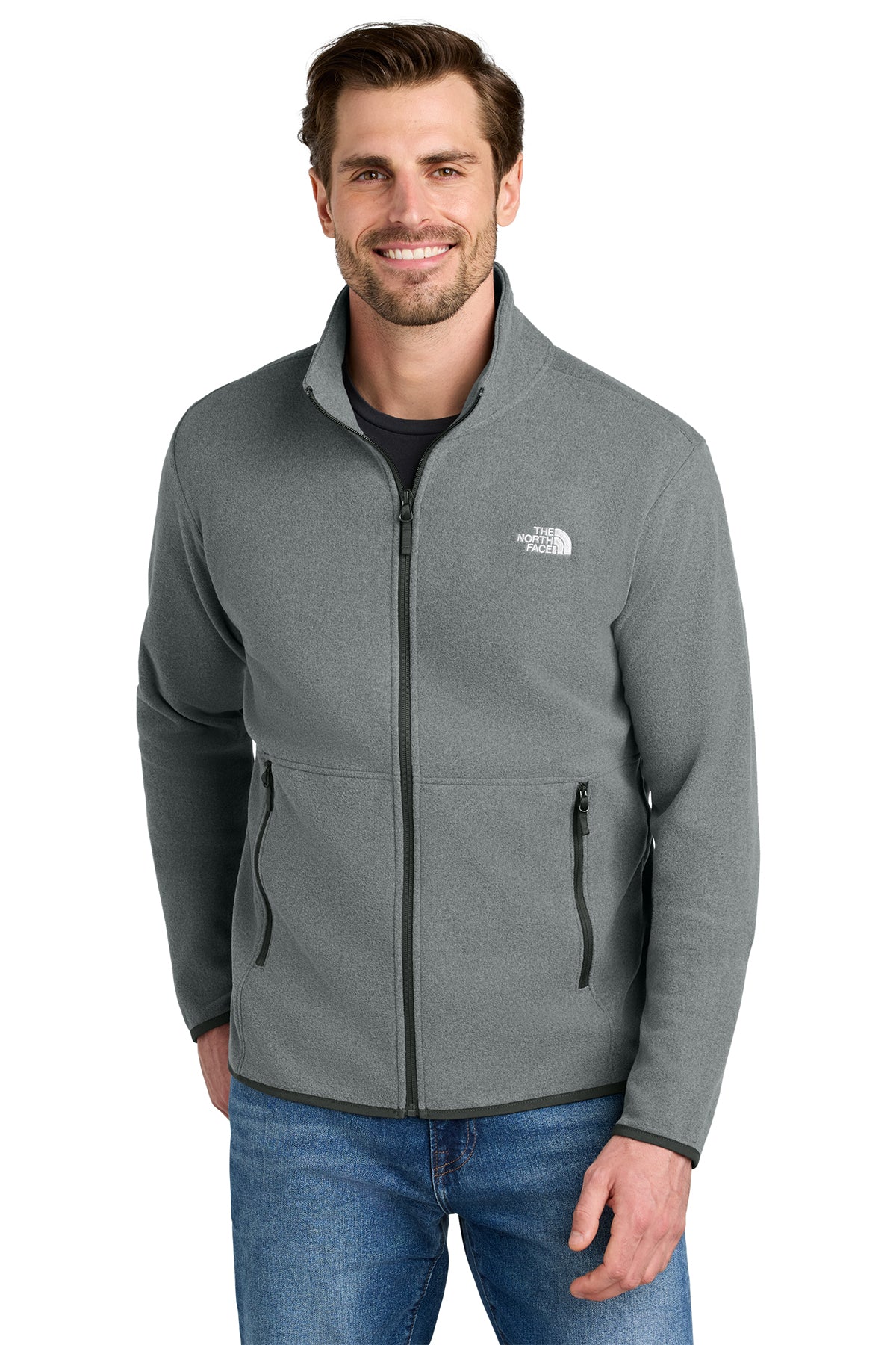 The North Face Glacier Full-Zip Fleece Jacket in TNF Medium Grey Heather, style NF0A7V4J