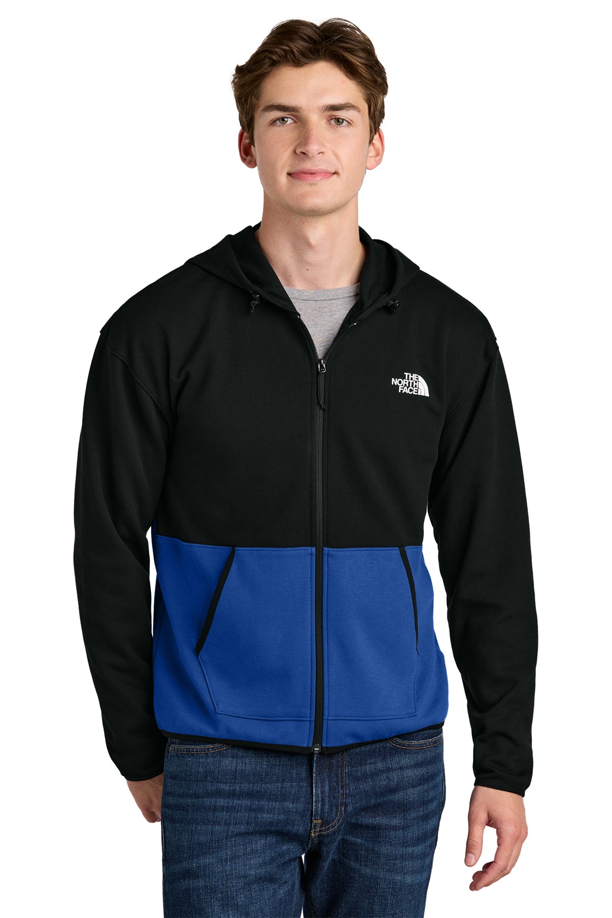 The North Face Double-Knit Full-Zip Hoodie in TNF Blue/ TNF Black, style NF0A8BUS