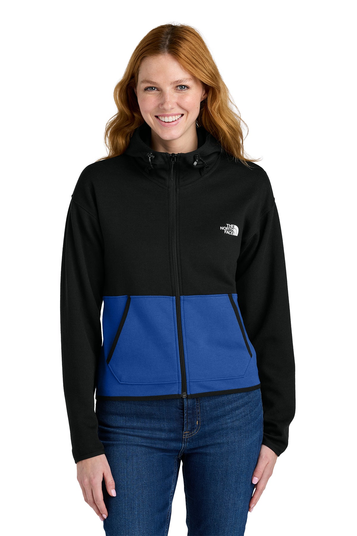 The North Face Women's Double-Knit Full-Zip Hoodie in TNF Blue/ TNF Black, style NF0A8BUT