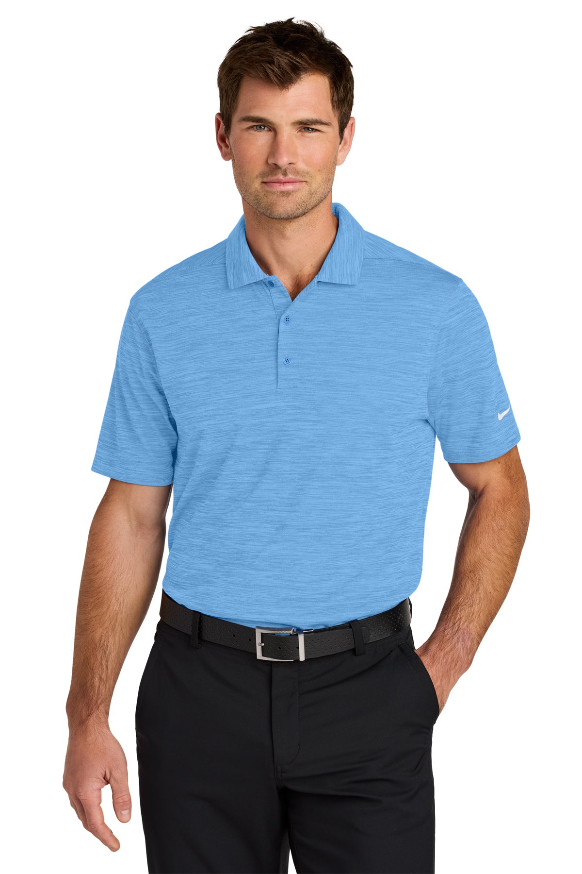 Nike Dri-FIT Striated Polo in University Blue, style NKFQ4792