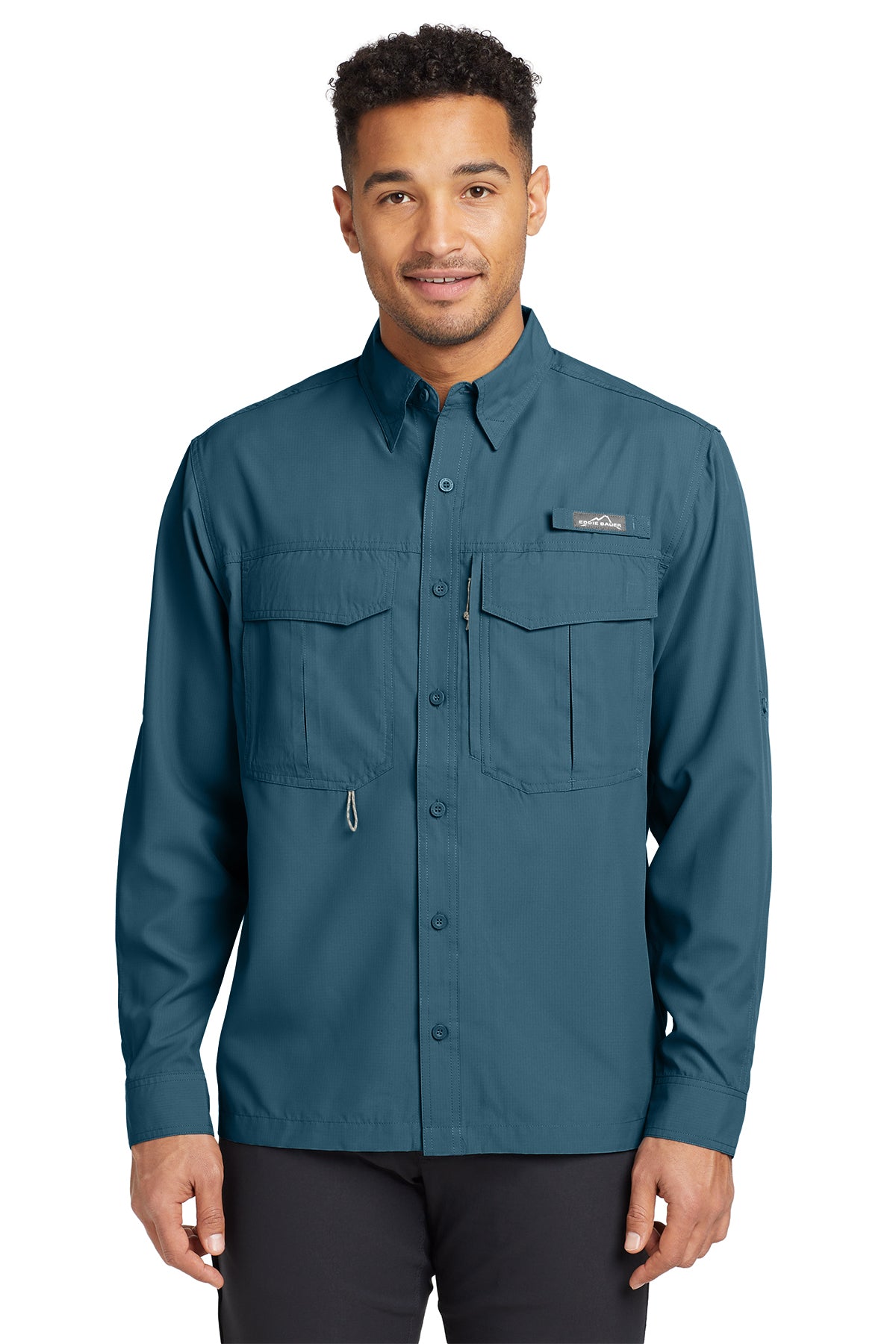 Eddie Bauer Long Sleeve Performance Fishing Shirt in Gulf Teal, style EB600