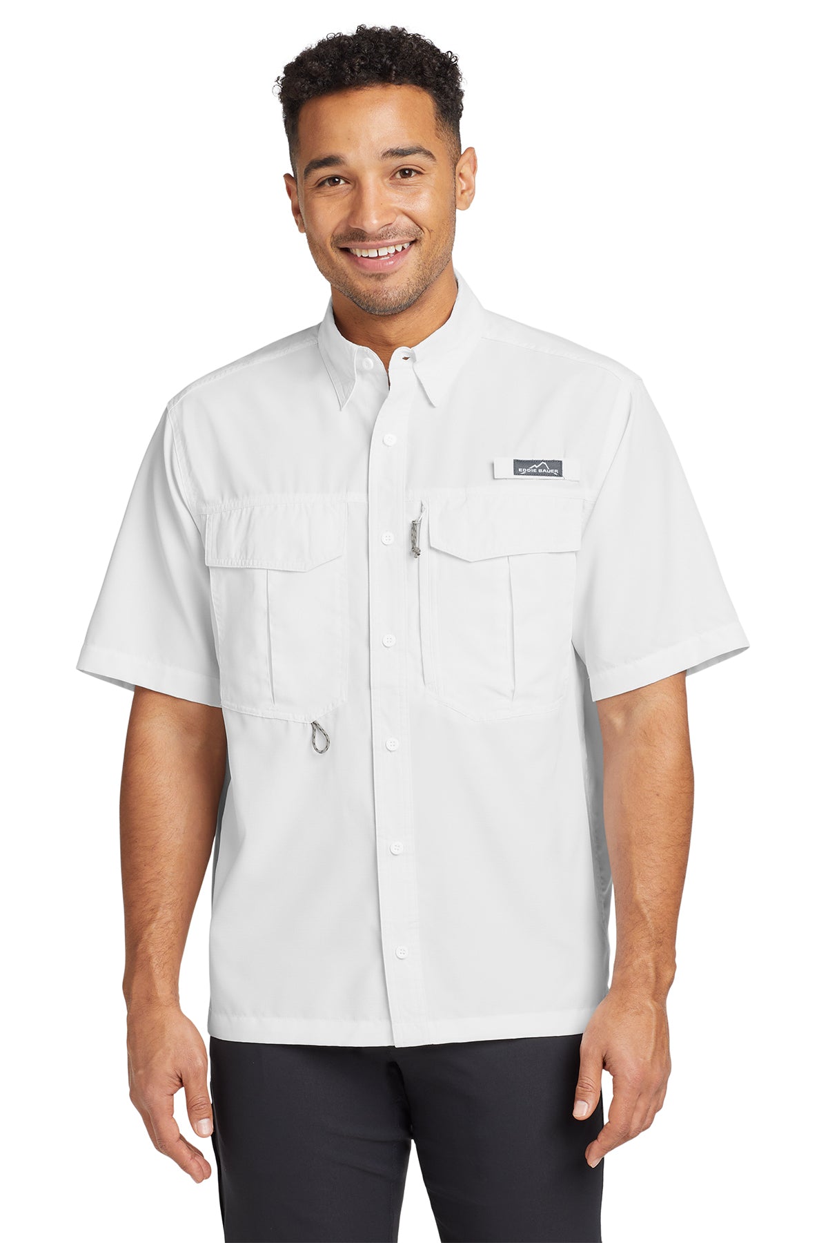 Eddie Bauer Short Sleeve Performance Fishing Shirt in White, style EB602