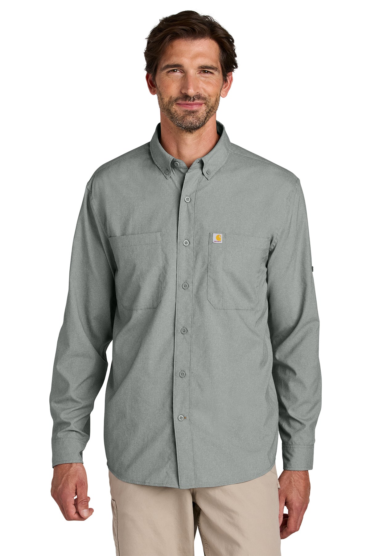 Carhartt® Force Sun Defender Long Sleeve Shirt in Steel, style CT107106