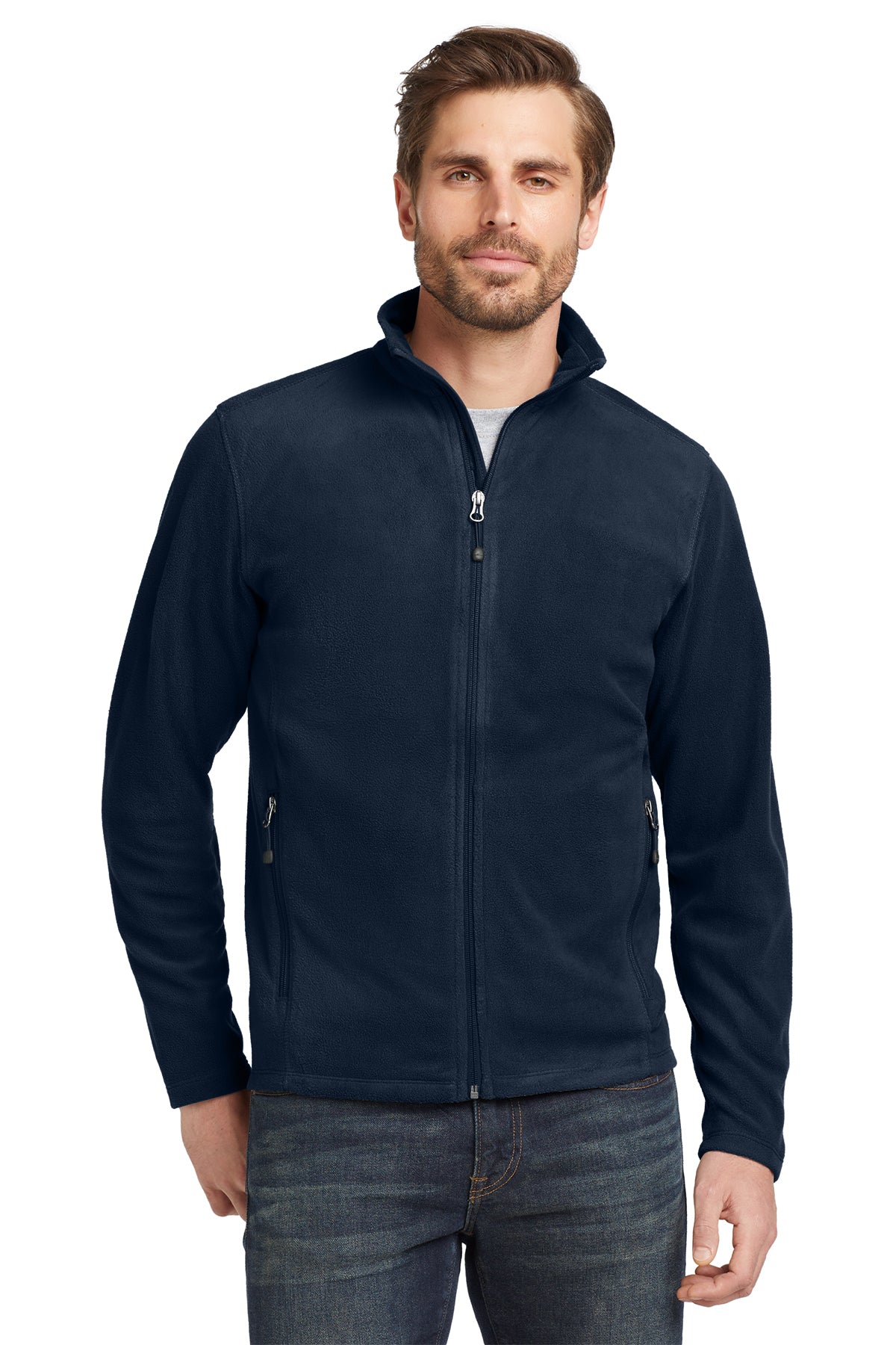 Eddie Bauer Full-Zip Microfleece Jacket in Navy, style EB224