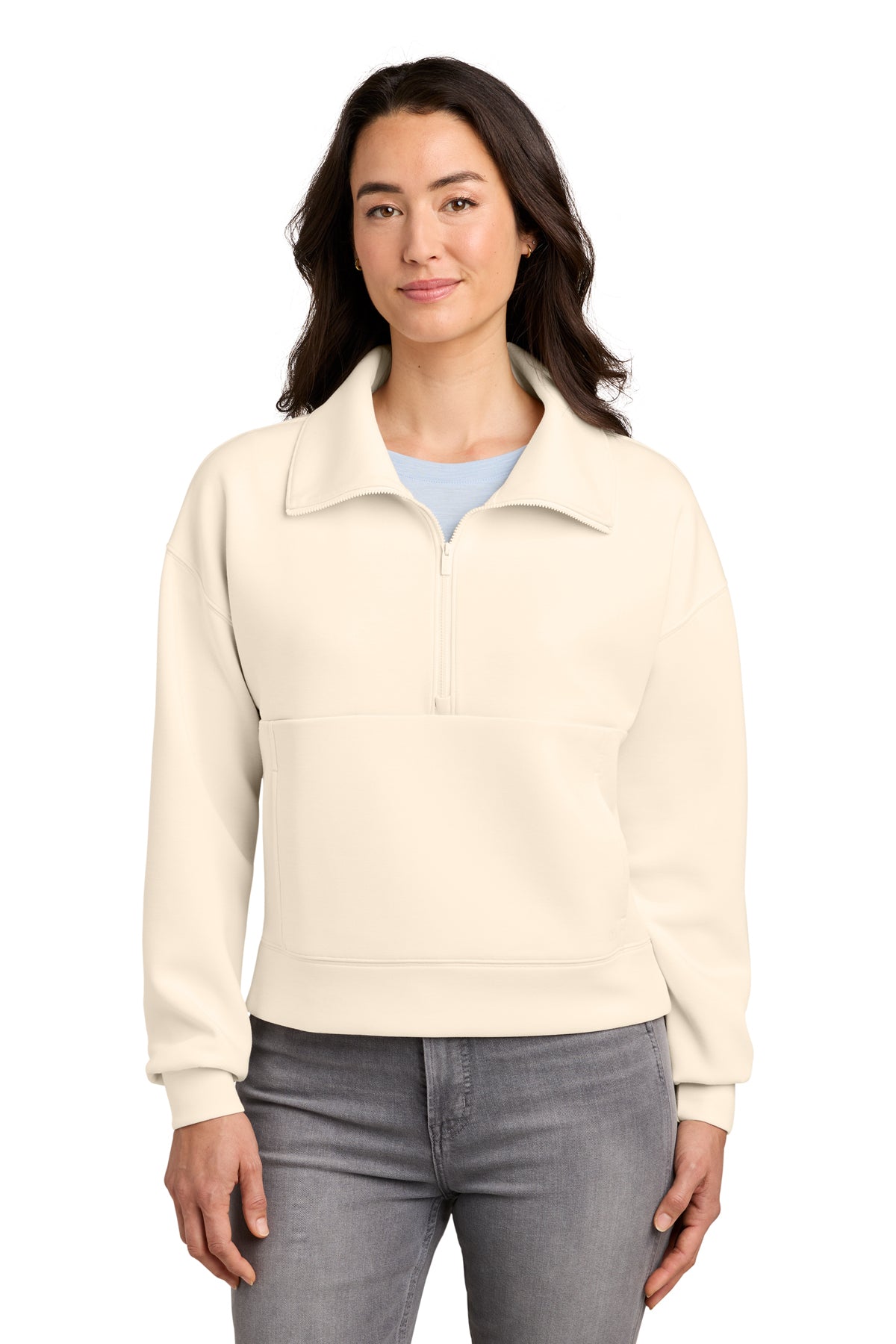 TravisMathew Women’s Momentum Shift 1/2-Zip in Eggnog, style TMA42219
