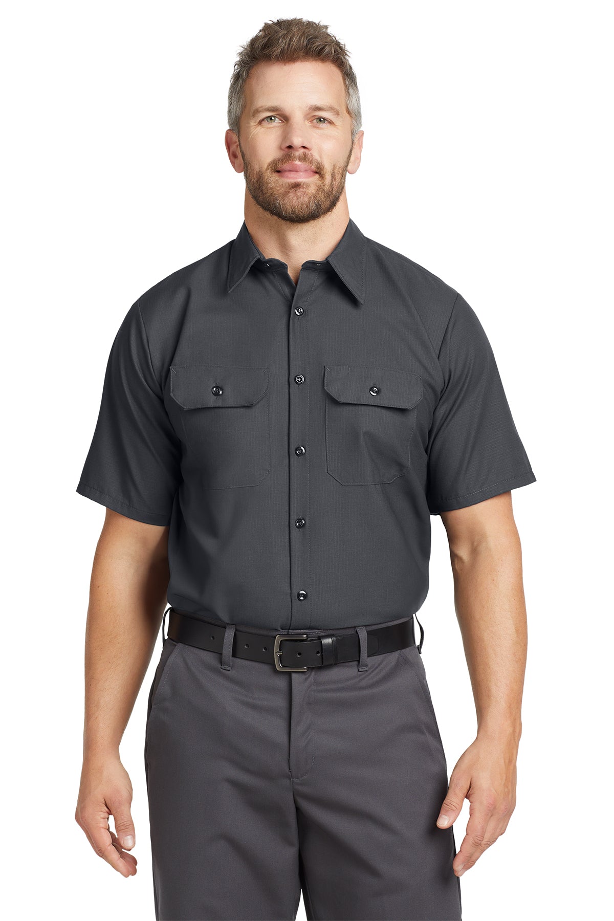 Red Kap Short Sleeve Solid Ripstop Shirt SY60 in Charcoal