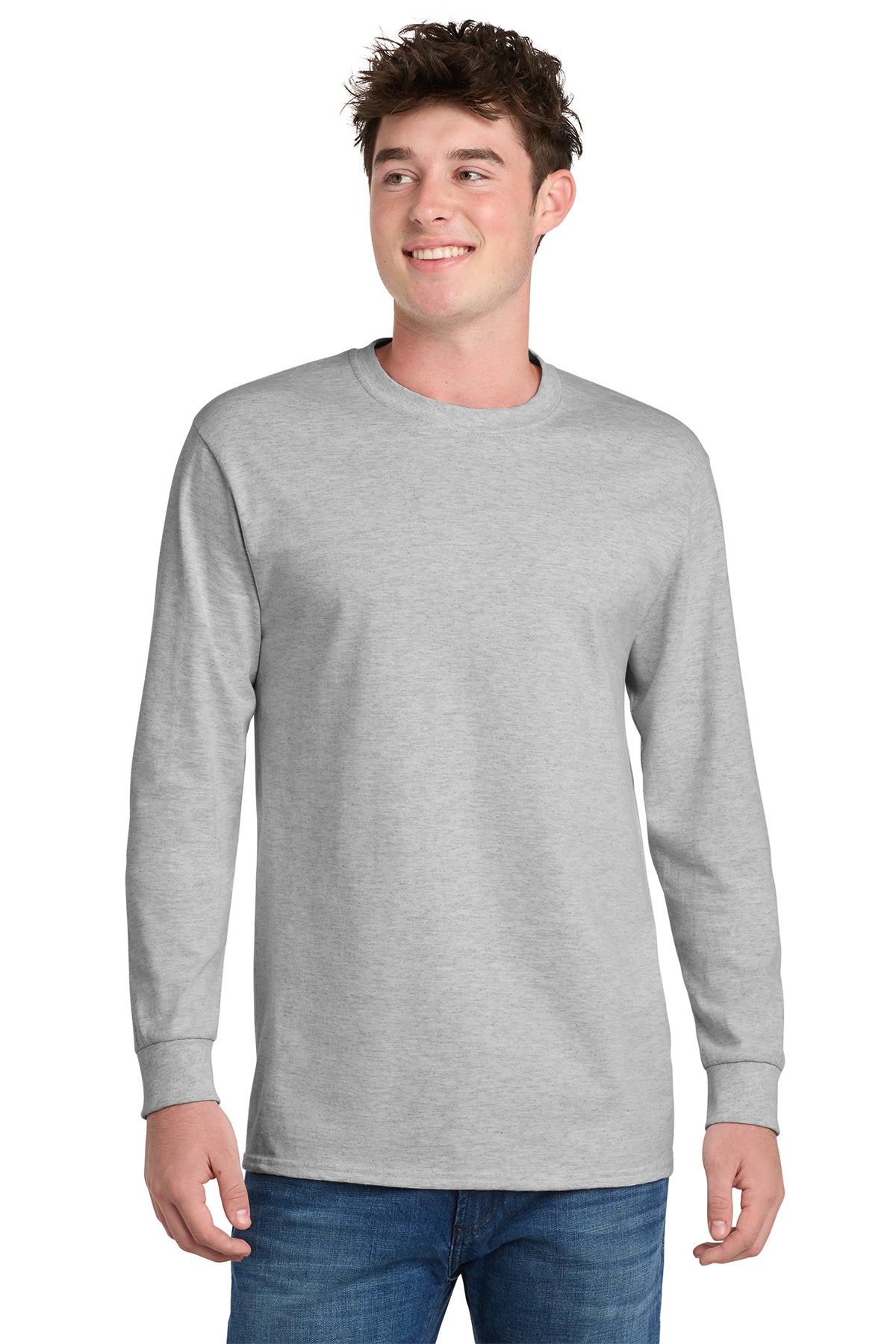 Port & Company Long Sleeve Essential Tee PC61LS in Ash