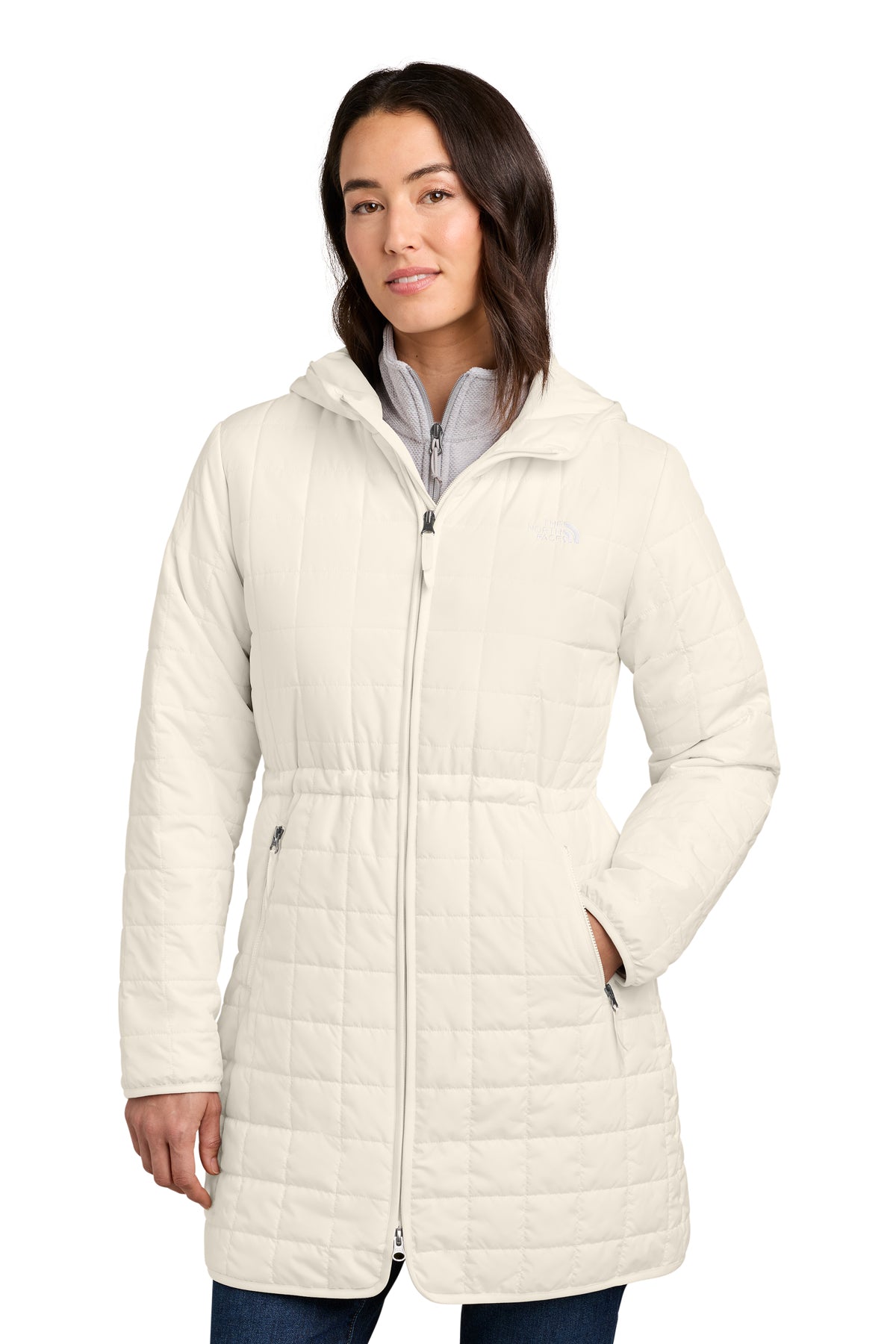 The North Face Women’s Iron Drift Quilted Hooded Parka in White Dune, style NF0A8JEY