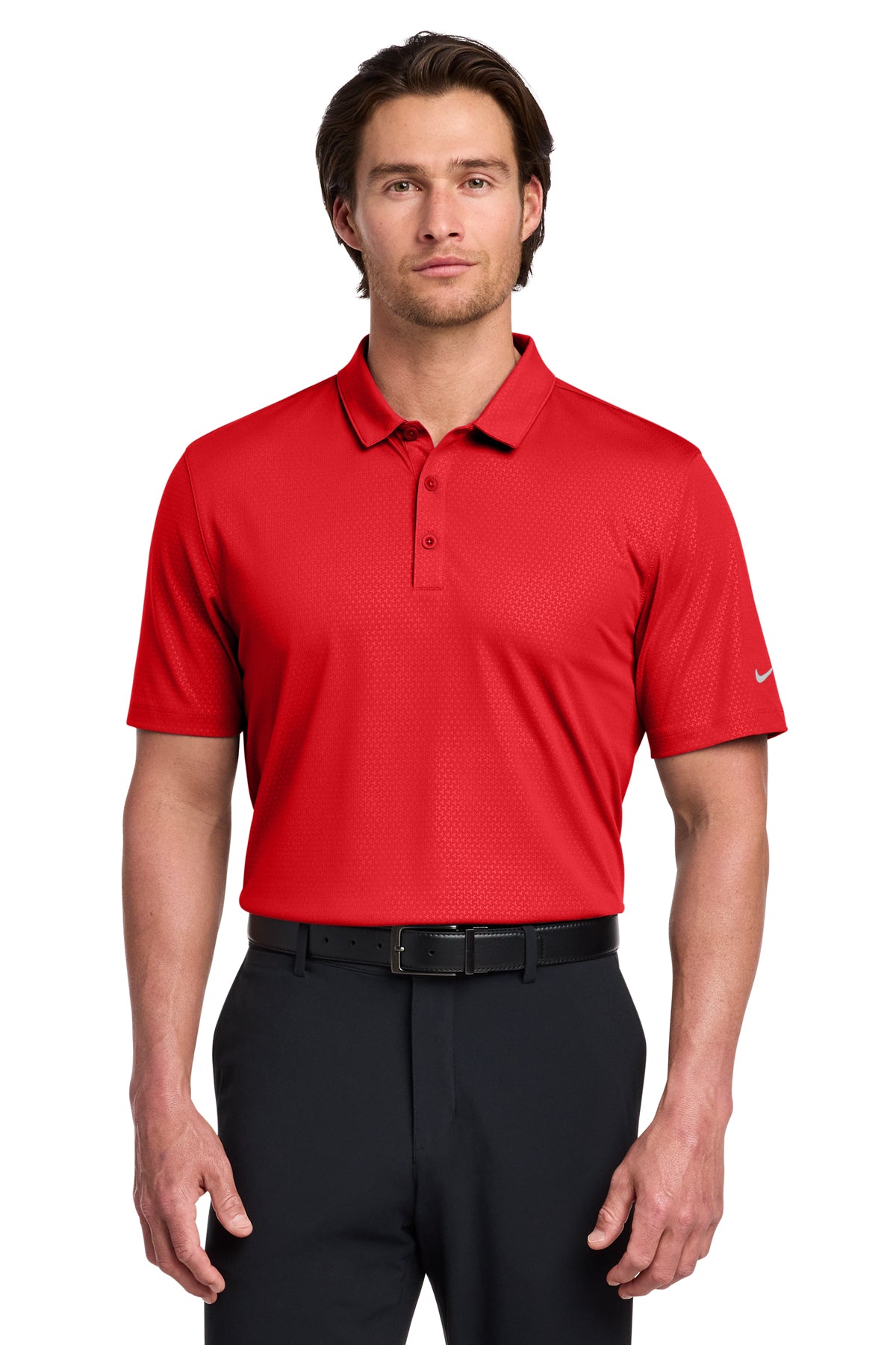Nike Dri-FIT Embossed Tri-Blade Polo in University Red, style 838964