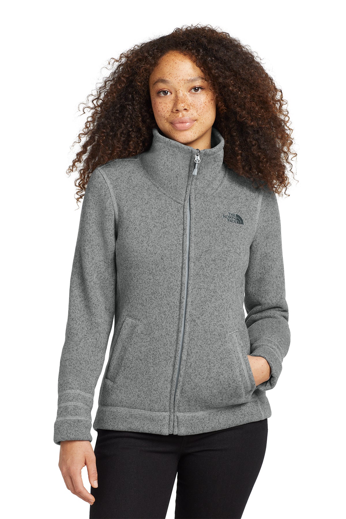 The North Face Women's Sweater Fleece Jacket in TNF Medium Grey Heather, style NF0A3LH8