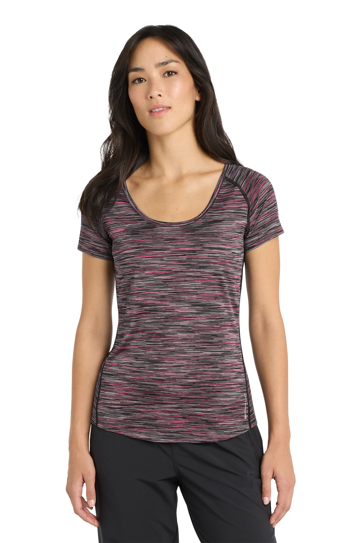 OGIO Women's Verge Scoop Neck in Fierce Coral Space Dye, style LOE326