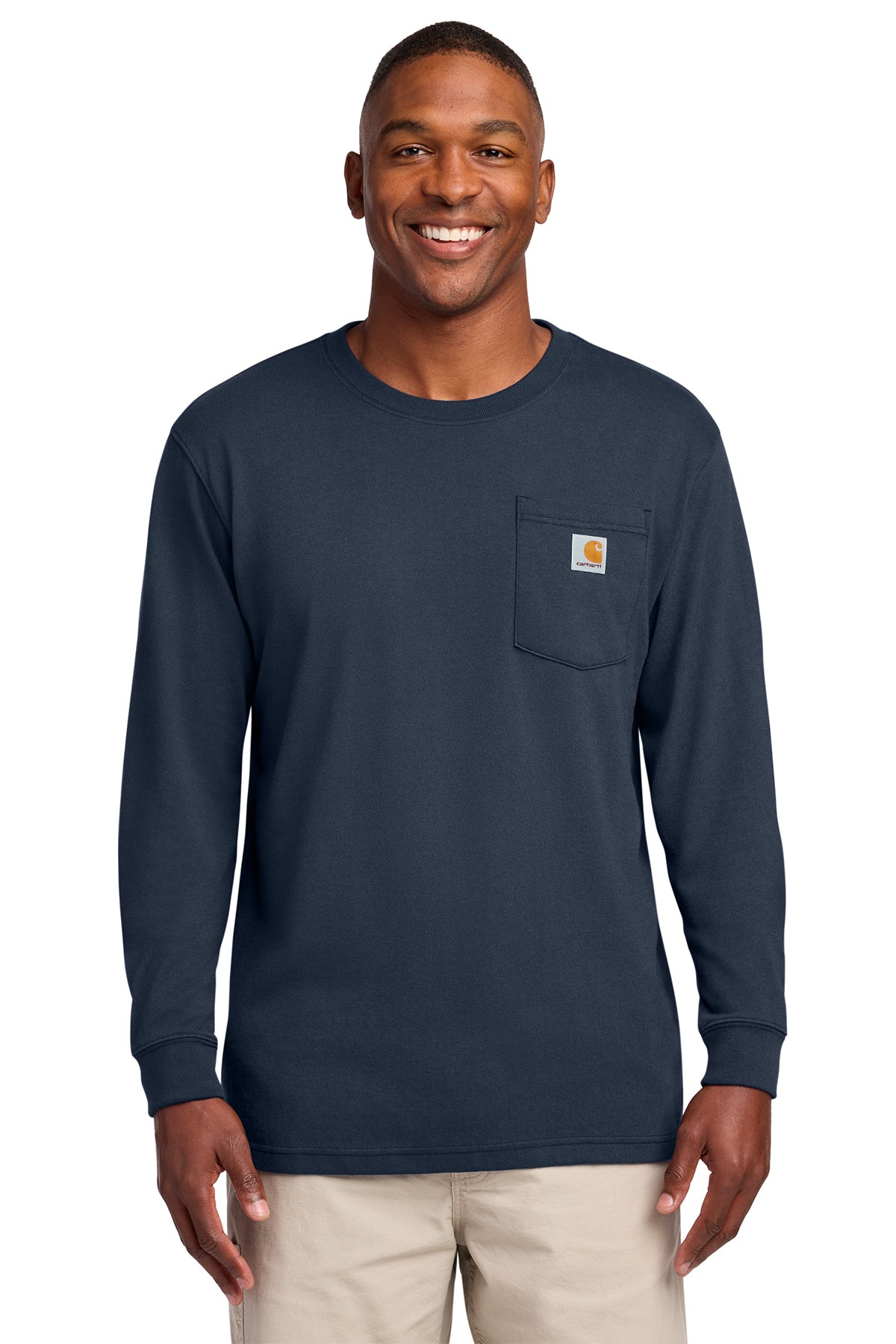 Carhartt® Workwear Pocket Long Sleeve T-Shirt in Navy, style CTK126