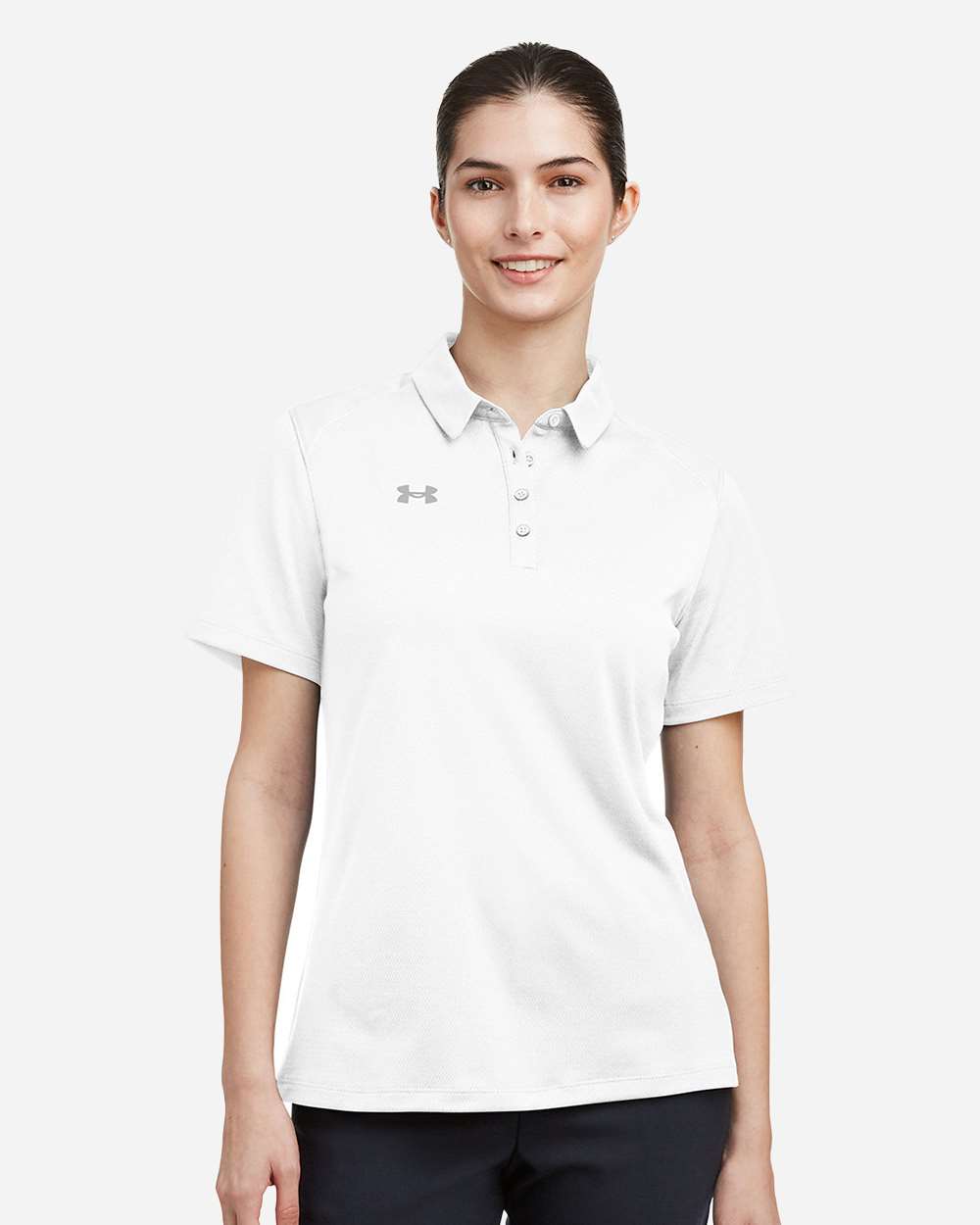 Under Armour Women's Tech Polo in White/ Mod Grey, style 1370431