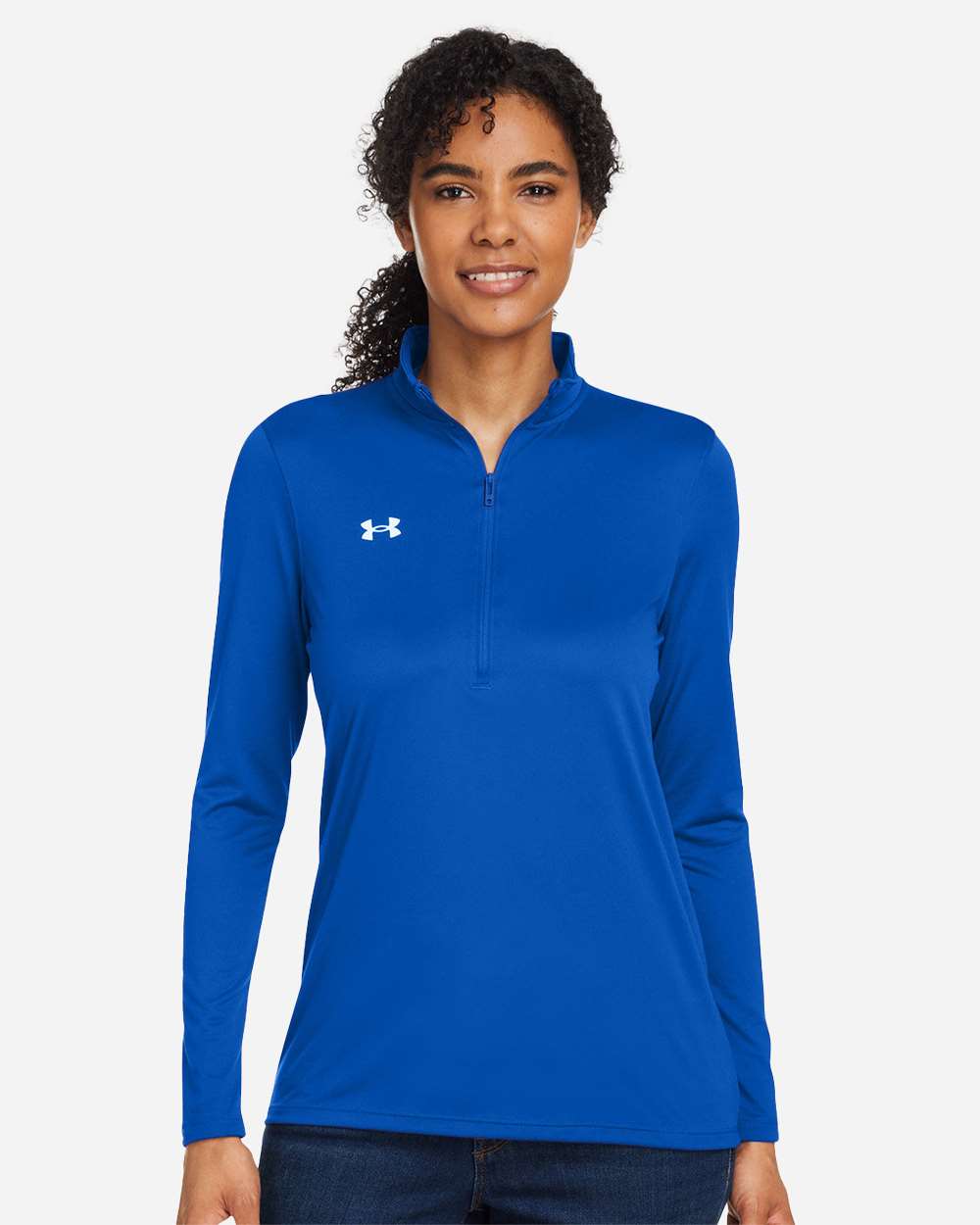 Under Armour Women's Team Tech Half-Zip Pullover in Royal/ White, style 1376862
