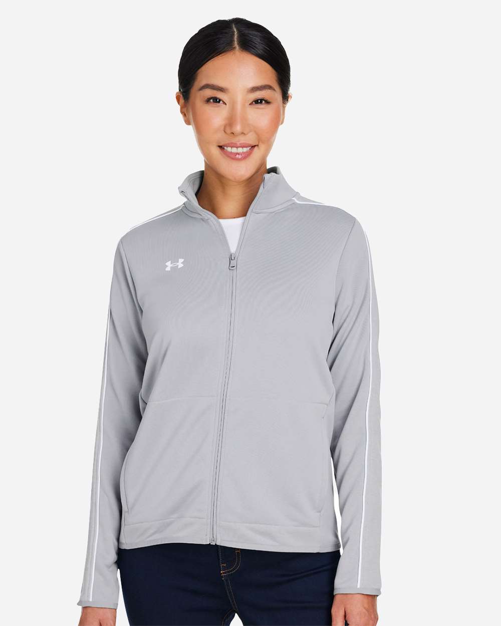 Under Armour Women's Command Full-Zip 2.0 Jacket in Mod Grey/ White, style 1383272