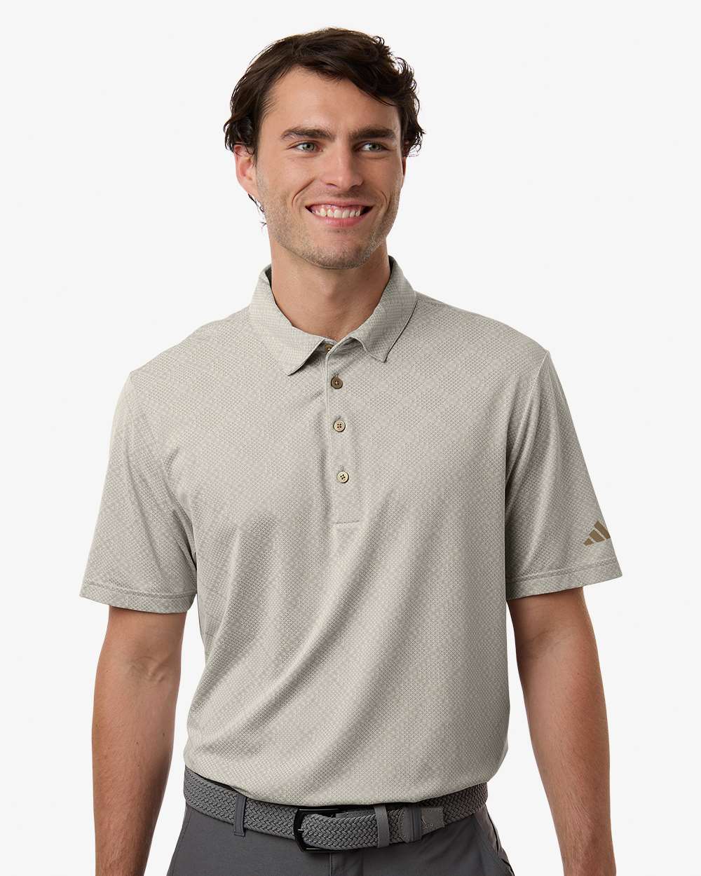 adidas Men's Ultimate365 Jacquard Polo in Putty Beige/ White, style A2014