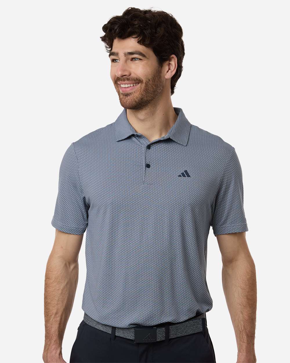 adidas Men's Performance Textured Polo in White/ Collegiate Navy, style A2024