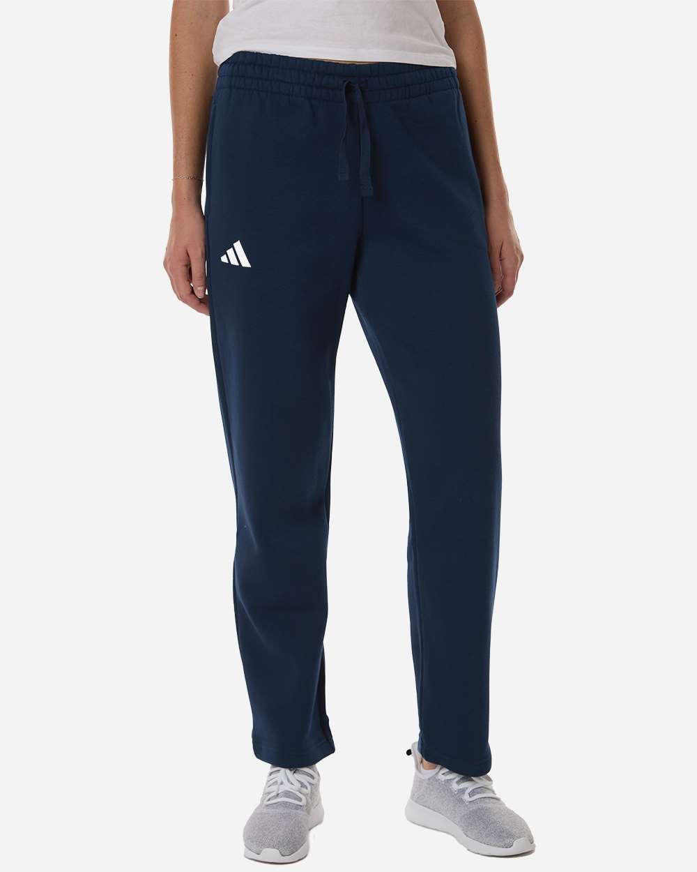 adidas Women's Fleece Sweatpants in Team Navy Blue/ White, style AT216