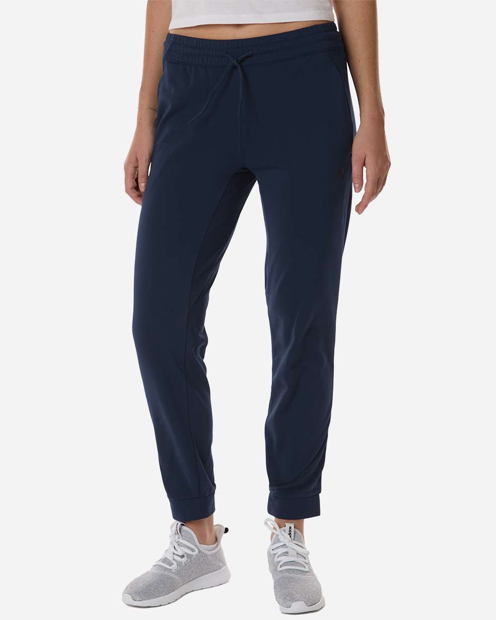 adidas Women's Game & Go Fleece Sweatpants in Team Navy Blue, style AT219
