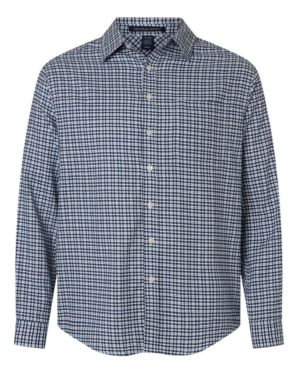 Devon & Jones Men's Concord Yarn-Dye Flannel Shirt blank in Navy/ French Blue/ White, style DG508