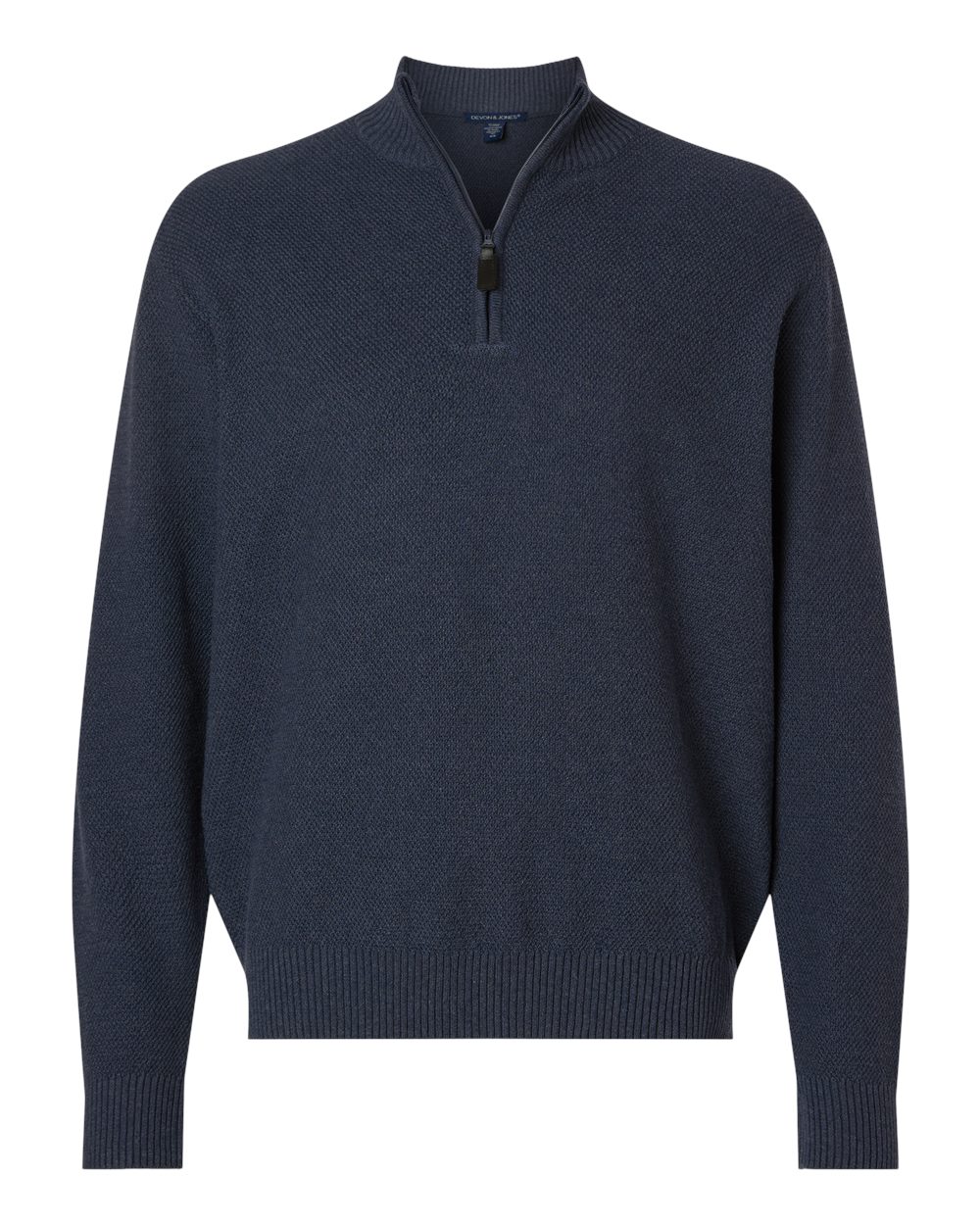 Devon & Jones Men's Hartland Textured Quarter-Zip Sweater blank in Navy Melange, style DG450