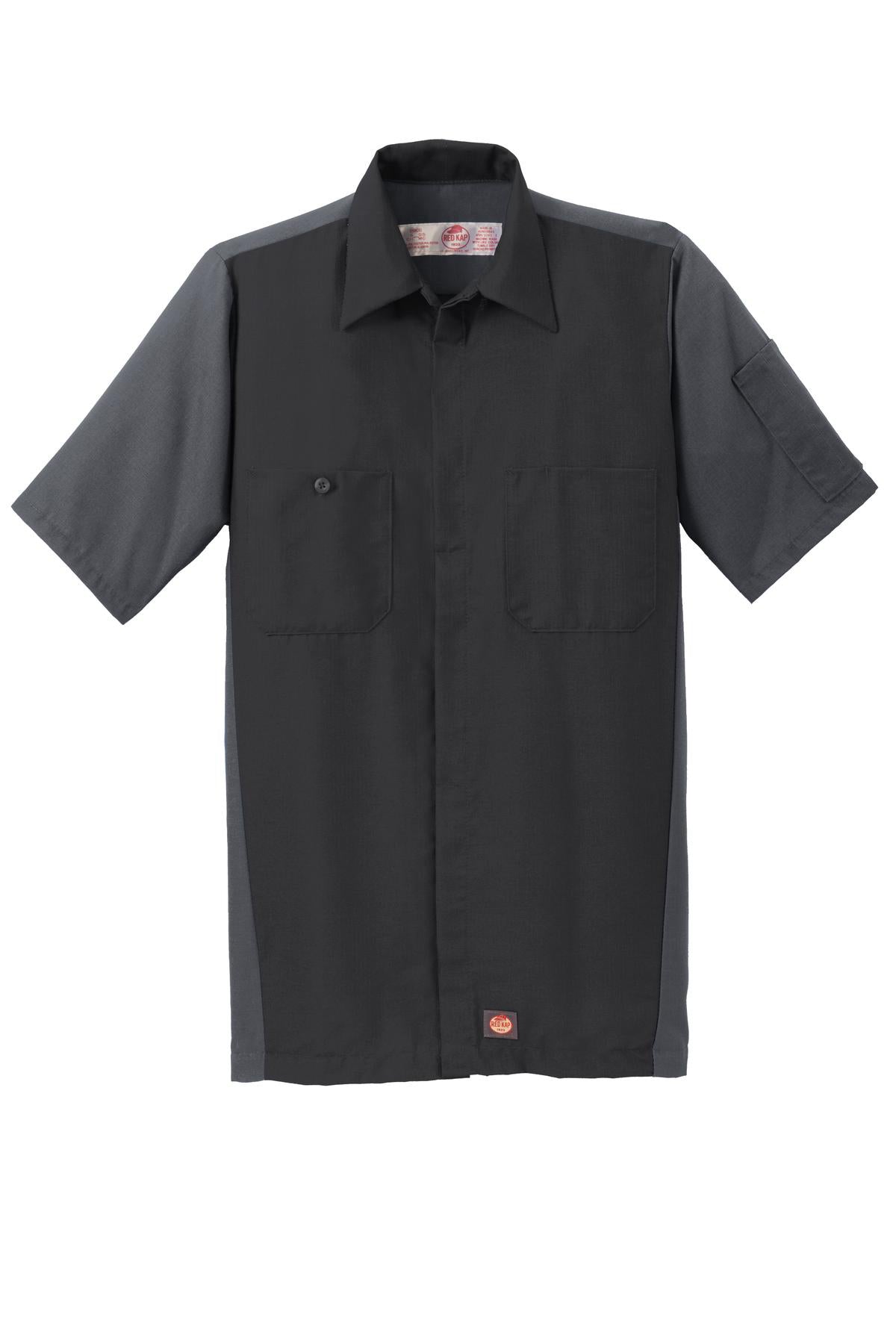 Red Kap Short Sleeve Ripstop Crew Shirt SY20 in Black/ Charcoal