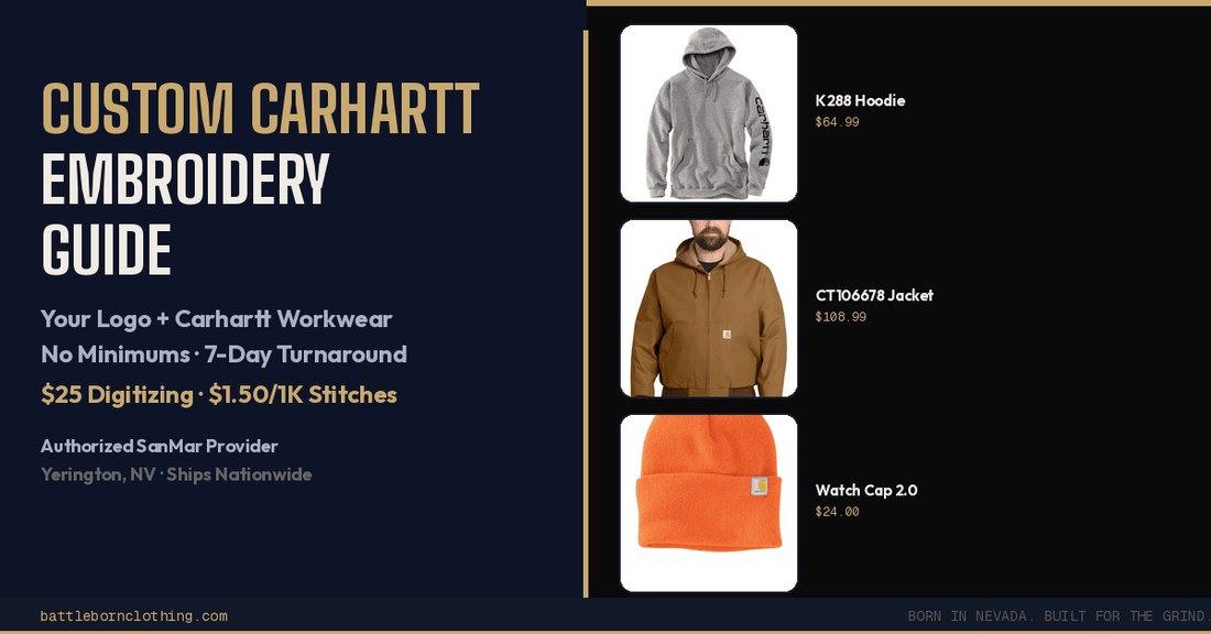 Custom Carhartt Embroidery Guide | Your Logo, No Minimums - Battle Born Clothing