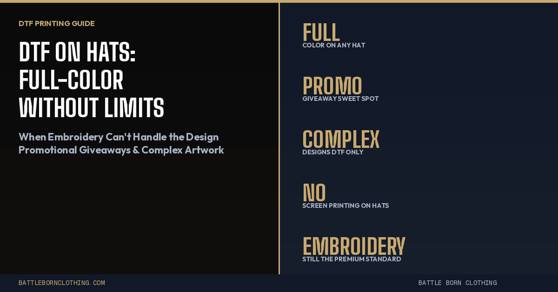 DTF Printing on Hats | Full-Color Promo & Giveaways - Battle Born Clothing