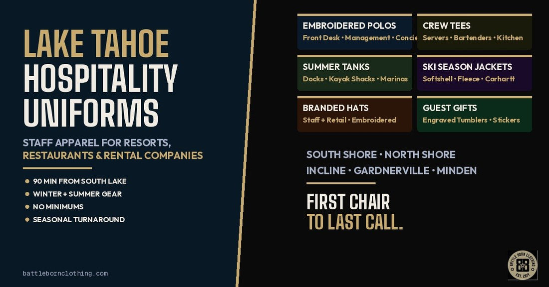 Lake Tahoe Hospitality Uniforms | Resort &amp; Restaurant Staff Apparel - Battle Born Clothing