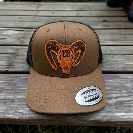 Laser Engraved Leather Patch Hats: Crafted with Nevada Pride by Battle Born Clothing in Yerington - Shop Battle Born Clothing