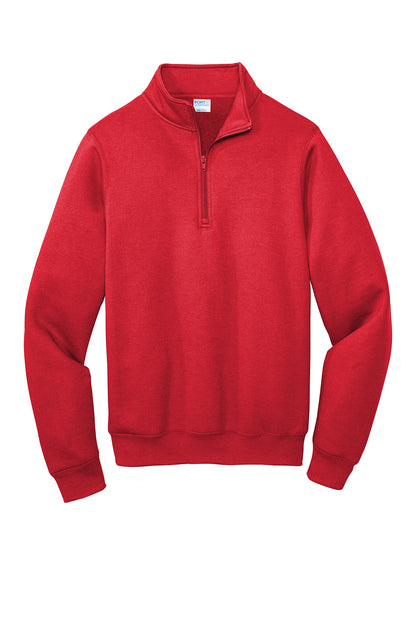 Port & Company Core Fleece 1/4-Zip Pullover Sweatshirt PC78Q in Red