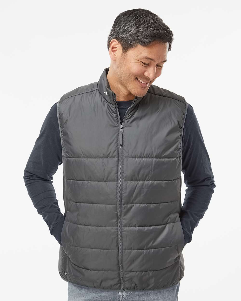adidas Men's Puffer Full-Zip Vest in Grey Five, style A572
