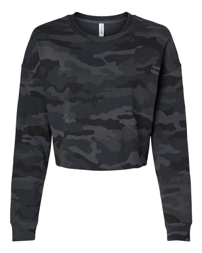 Independent Trading Co. AFX24CRP Women's Lightweight Crop Crewneck in Black Camo
