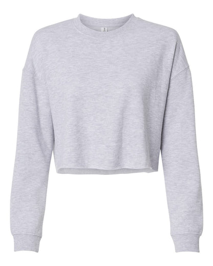 Independent Trading Co. AFX24CRP Women's Lightweight Crop Crewneck in Grey Heather