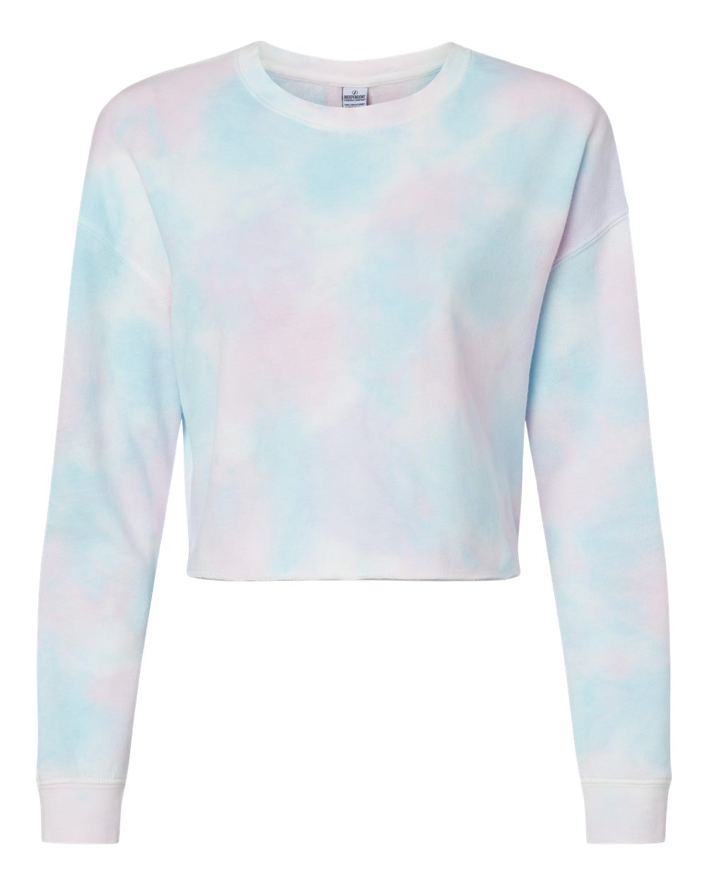 Independent Trading Co. AFX24CRP Women's Lightweight Crop Crewneck in Tie Dye Cotton Candy