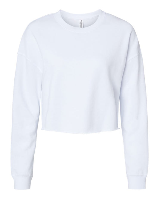 Independent Trading Co. AFX24CRP Women's Lightweight Crop Crewneck in White