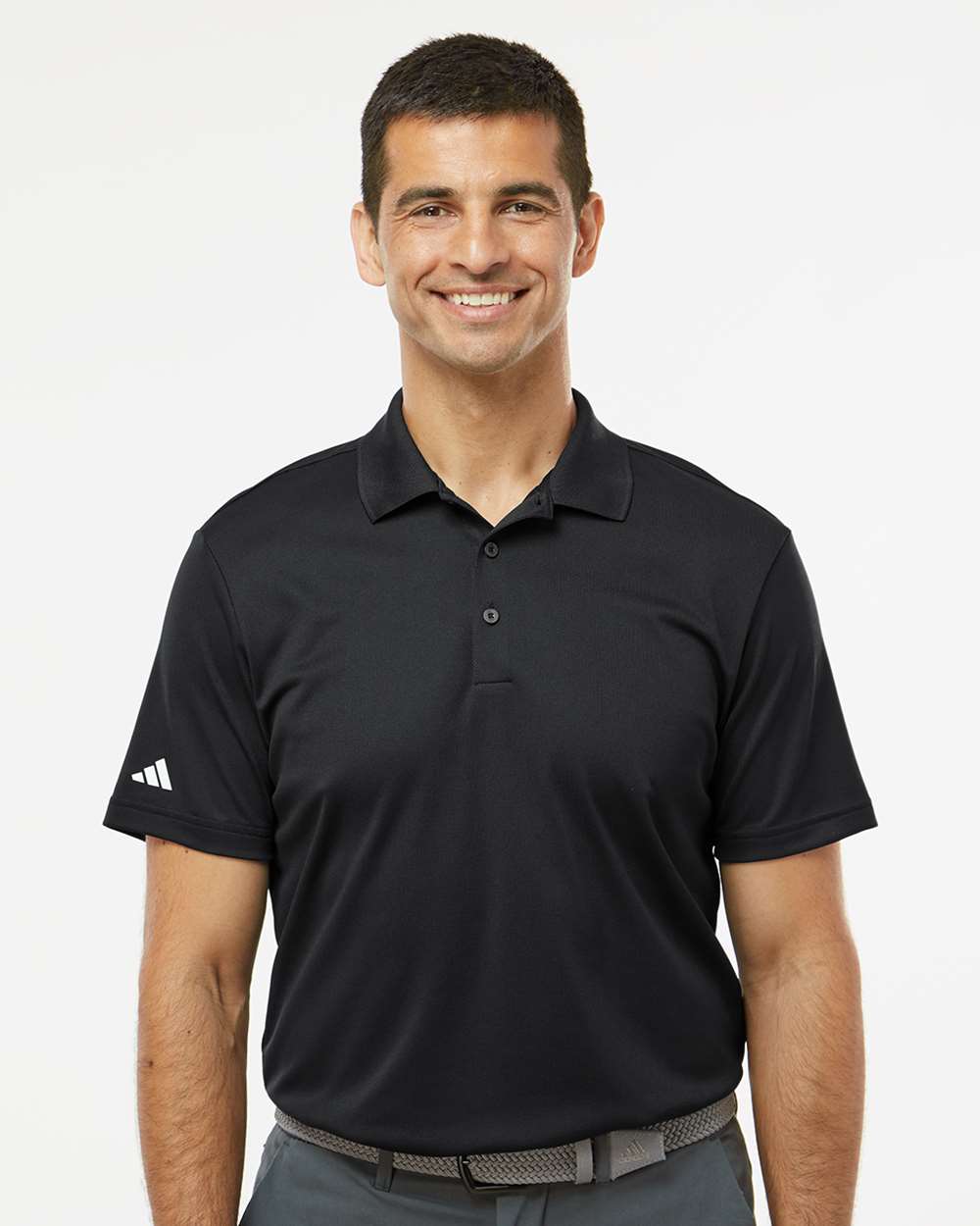 adidas Men's Performance Piqué Polo in Black, style A430