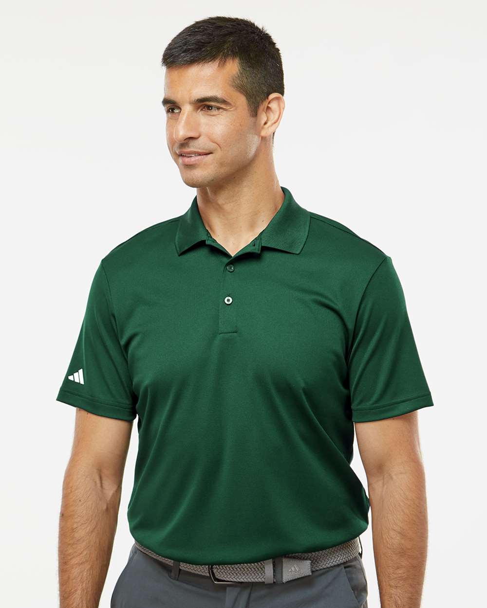 adidas Men's Performance Piqué Polo in Collegiate Green, style A430