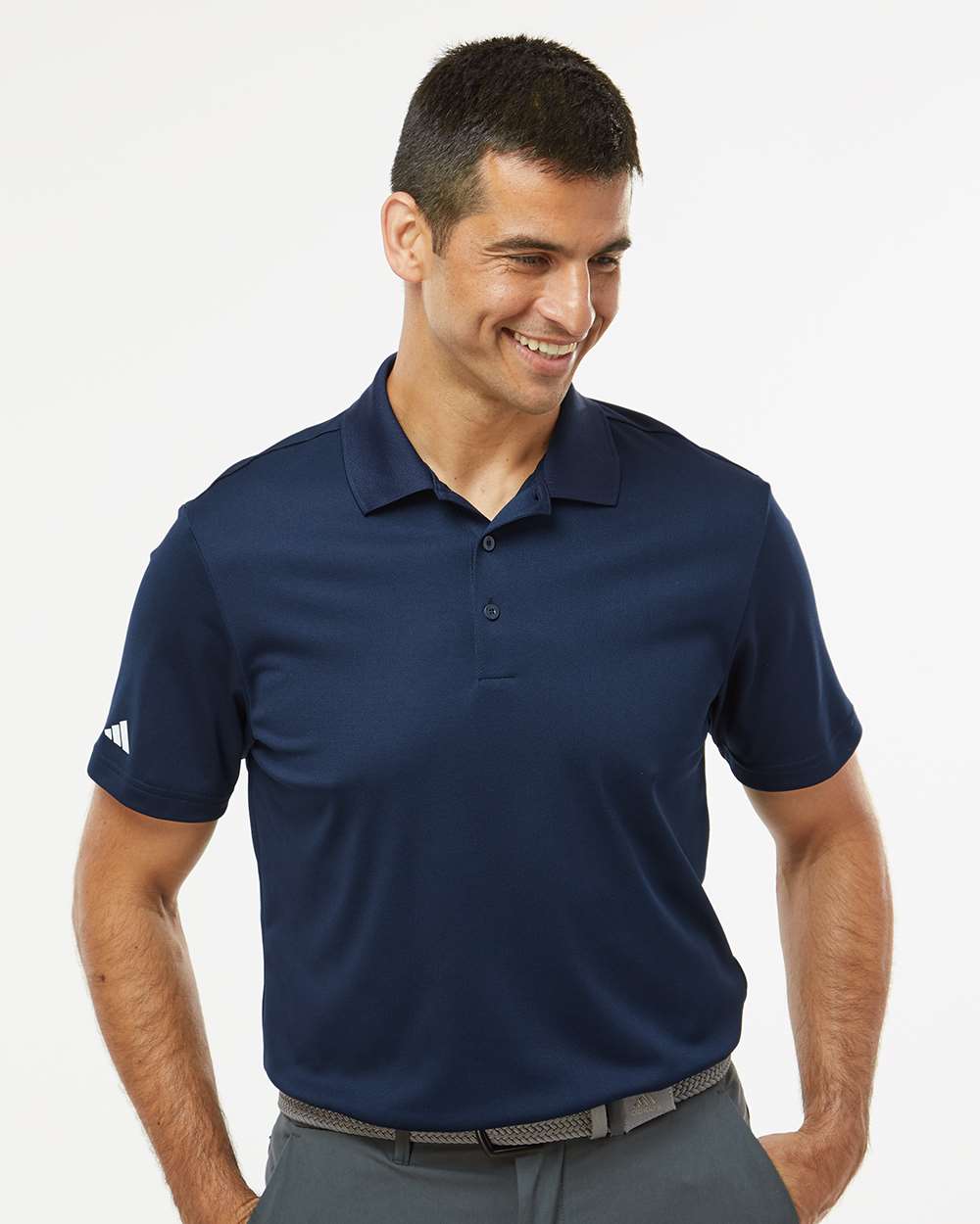 adidas Men's Performance Piqué Polo in Collegiate Navy, style A430