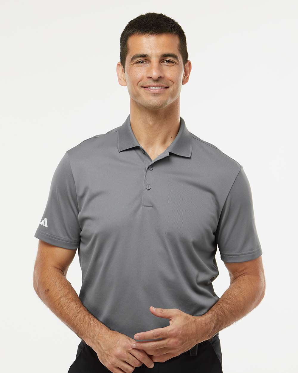 adidas Men's Performance Piqué Polo in Grey Three, style A430