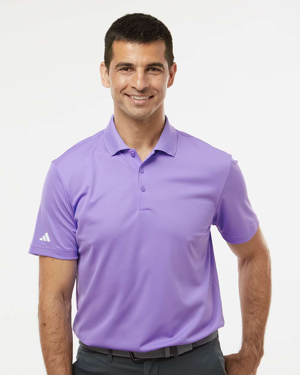 adidas Men's Performance Piqué Polo in Light Flash Purple, style A430