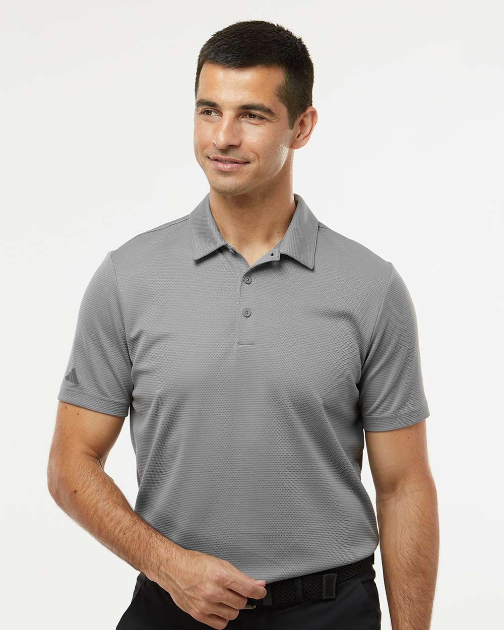 adidas Men's Micro Piqué Polo in Grey Three, style A580