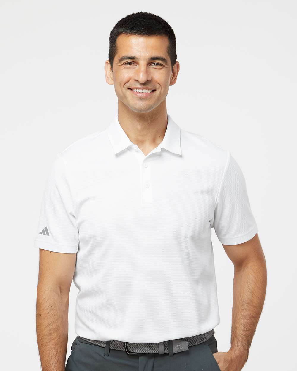 adidas Men's Micro Piqué Polo in White, style A580