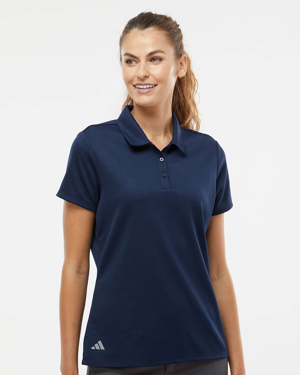 adidas Women's Micro Piqué Polo in Collegiate Navy, style A581